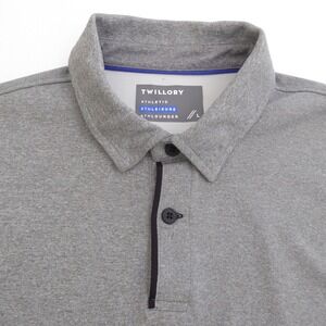 Twillory Mens Polo Shirt Gray Athleisure Short Sleeve Polyester Large